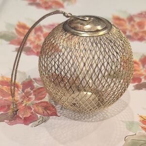Vintage Gold Mesh Ornament Ball with Hanging Loop